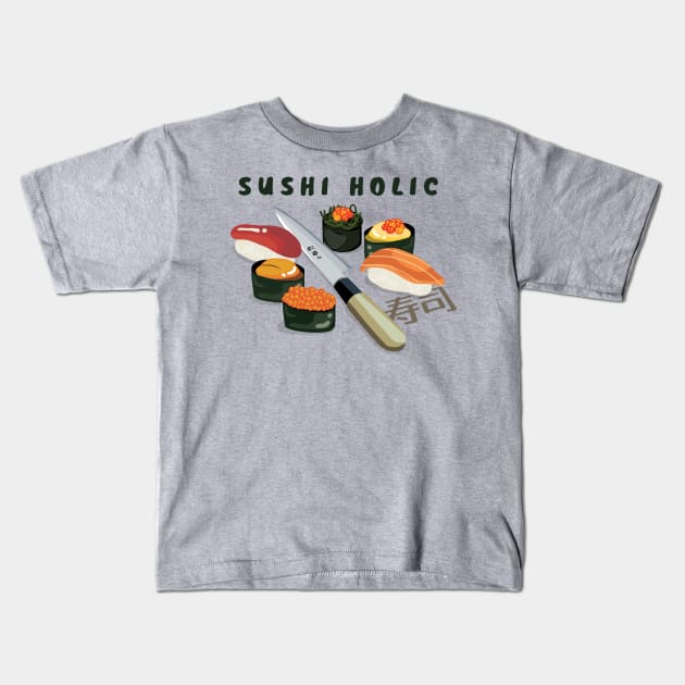 Vintage SushiHolic Kids T-Shirt by KewaleeTee